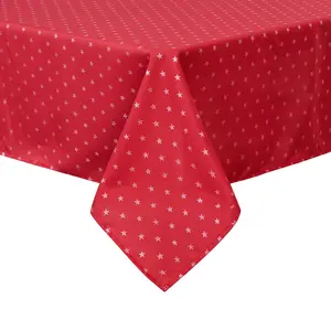 Deconovo Printed Stars Pattern Tablecloth Oxford Decorative Table Cloth for Dining Room Chic Metallic Star Design Waterproof Spill-Resistant Durable Polyester Fabric