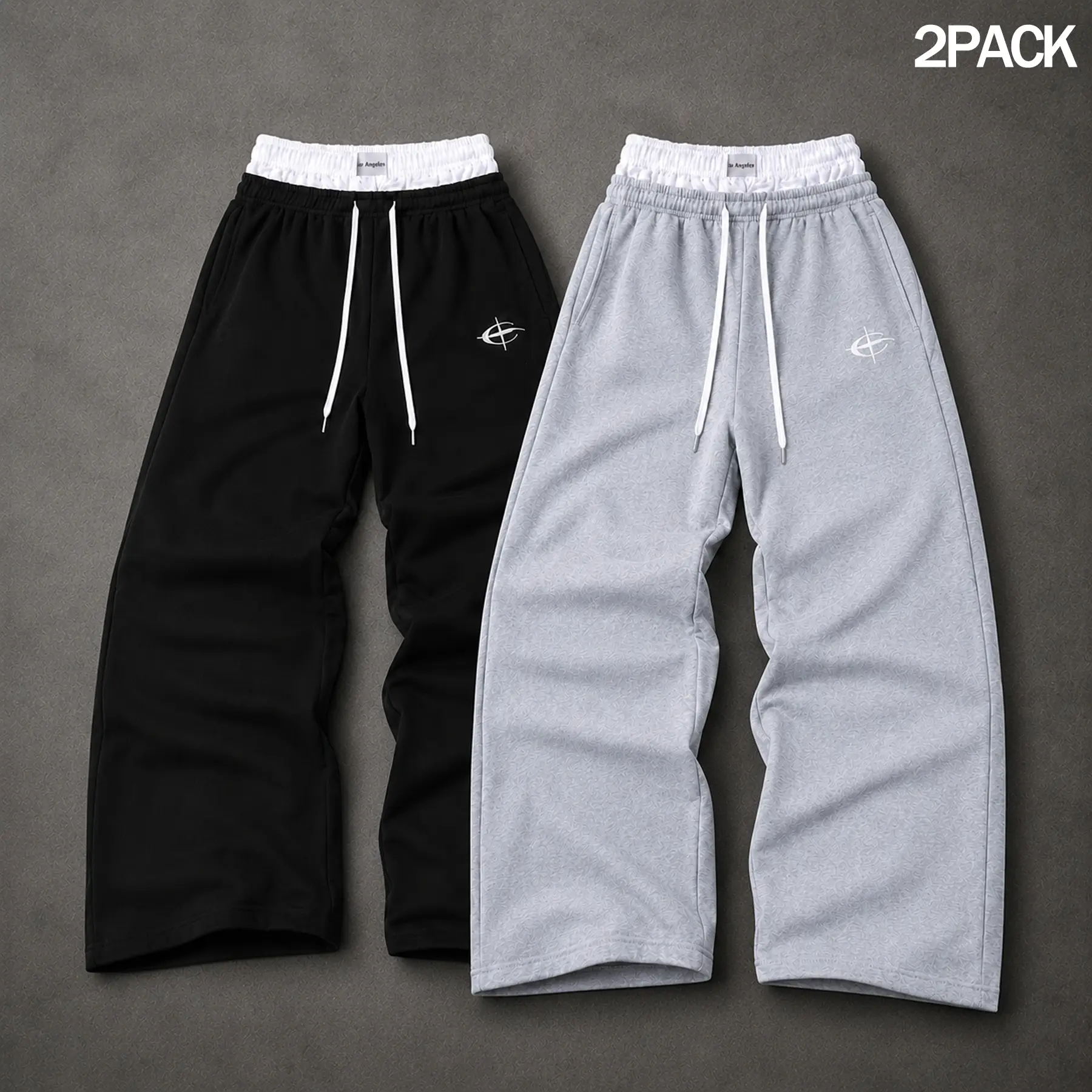 Mens 1 or 2  Pack Wide Leg Sweatpants Double Waistband Printed Graphic Baggy Track Pants Loose Fit Straight Leg with No Side Slits Lounge Bottoms with Drawstring Side Pockets Streetwear Sweatpants Outfit GymCampusTravelDailyWear Y2K Athleisure sohochic