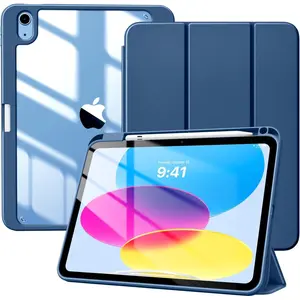 L-PCS034  Case for iPad (A16) 11th Generation 11 Inch 2025, iPad 10th Generation Case 10.9 Inch 2022 with Pencil Holder,Slim Protective Cover with Clear Back Shell,Auto Wake/Sleep, Abyss Blue