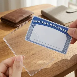 Clear PVC Card Protector Sleeves 10 Pack Waterproof ID Card Holders For Social Security License Cards