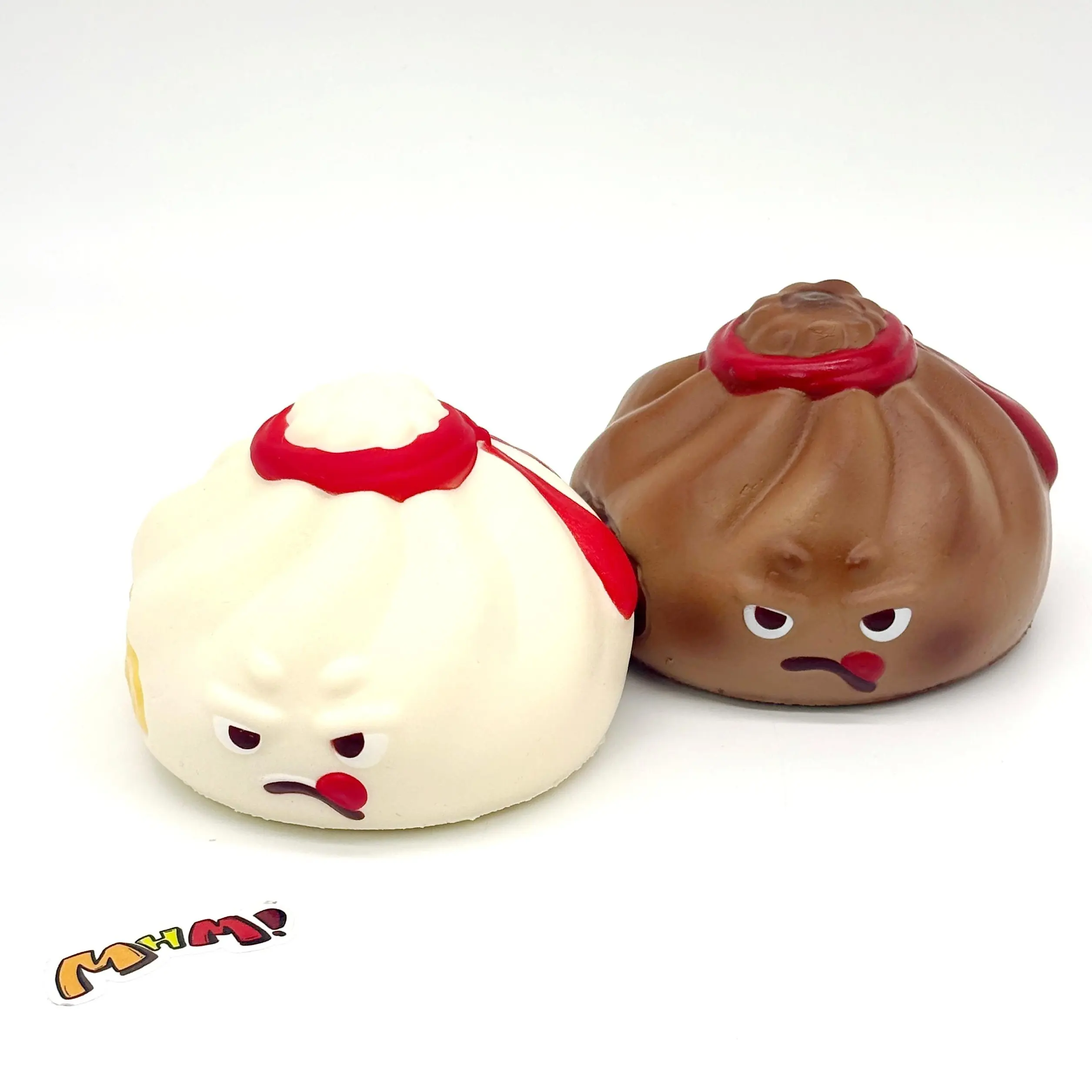 MHM Angry Pan-Fried Bun Slow Rising Squishy Toy, Thick Soft Food-Themed Foam Sensory Fidget Toy, Cute Kawaii Gift
