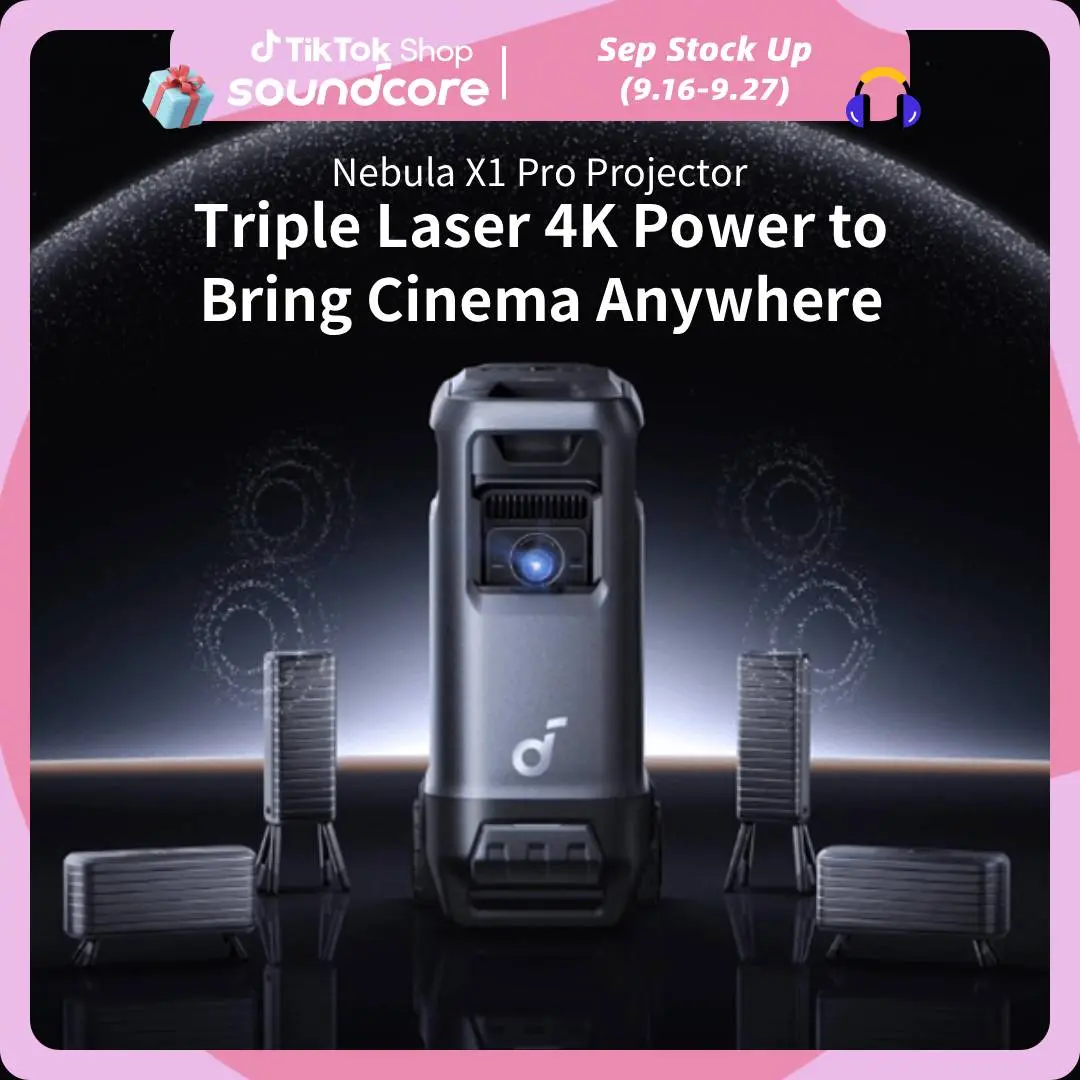 Nebula X1 Pro Triple Laser 4K Smart Wireless Projector - 3500 ANSI Lumens Home & Outdoor Cinema, 7.1.4 Spatial Sound, Official Dolby Atmos, Optical Zoom, 56000:1 Contrast, Intelligent Setup for Home Entertainment & Movie Time #tiktokshopsummersale