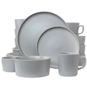 Elama Luxmatte 20-Piece Light Grey Dinnerware Set - Casual, Microwave-Safe, Modern Tableware for Kitchen Dining, Casual Dinner Sets, Microwave-Safe Dinner Sets