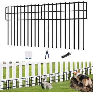 14 Panels No Dig Garden Fence Animal Barrier, 20ft(L) x13in(H) Rustproof Metal Defense Border, Dogs Rabbits Blocker Fence for Outdoor Yard & Patio