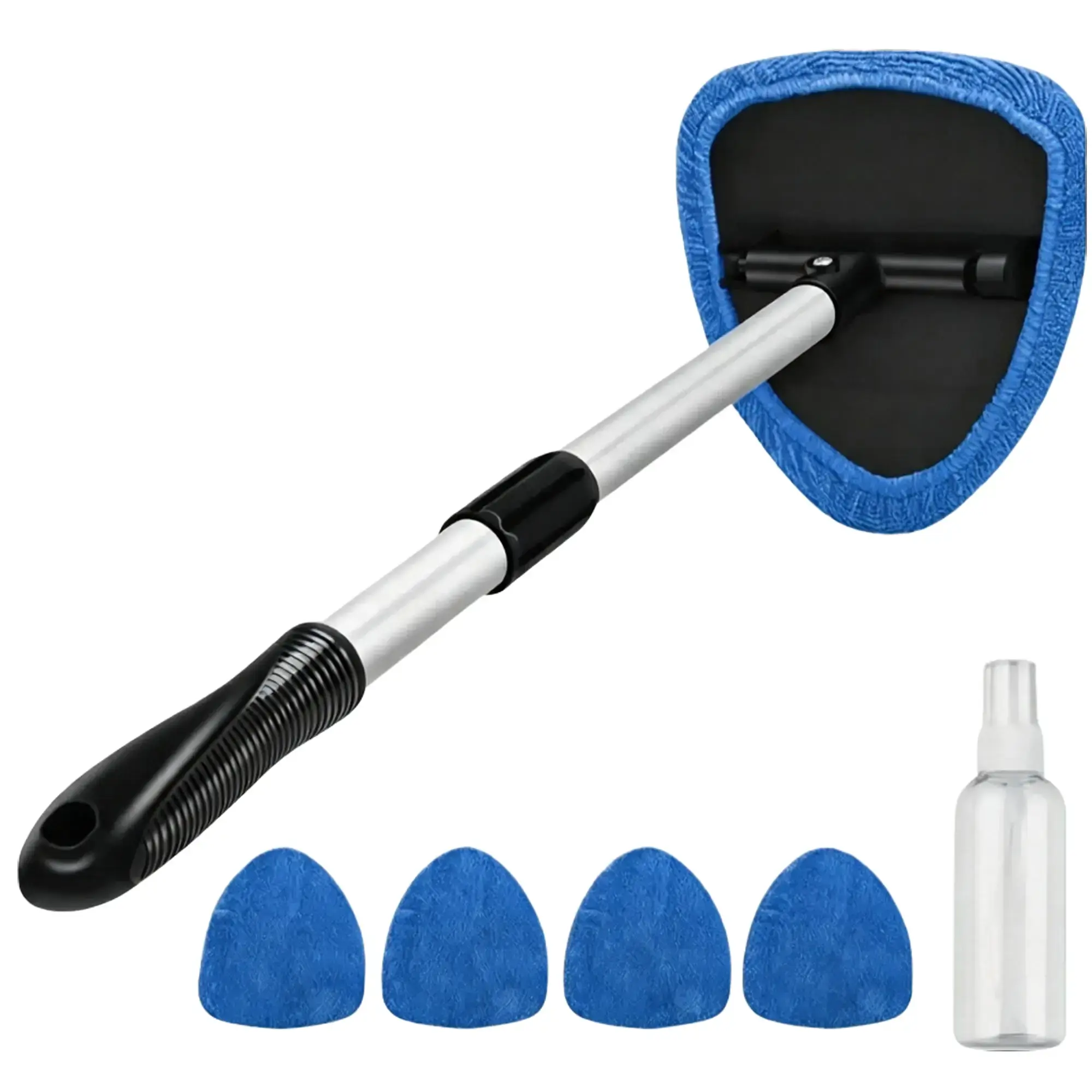 Car Interior Windshield Glass Cleaner Brush with Microfiber Pads, Auto Window Detailing Tool, Useful Car Accessories for Men Women, Car Cleaning Supplies