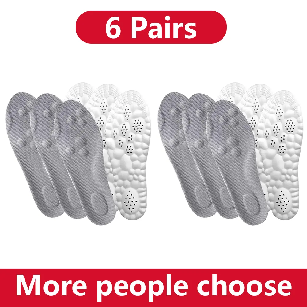 Cloud Soft 4D Silicone Shoe Insoles, High Resilience Memory Foam Foot Pads, Breathable Comfort Trim-to-Fit Insoles Fit All Men Women Footwear