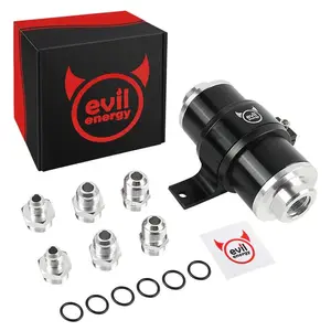 EVIL ENERGY Inline Fuel Filter with 6AN 8AN 10AN Adapter and Bracket Universal 10/30/40/100 Micron