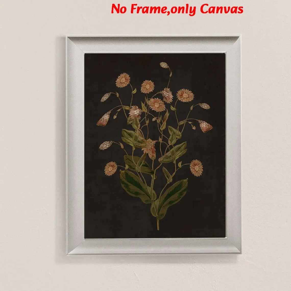 1 pc, wall art, vintage poster, dark floral print, black botanical wildflower painting, living room aesthetic, bedroom decor, apartment decor, housewarming gift, unframed, Artwork