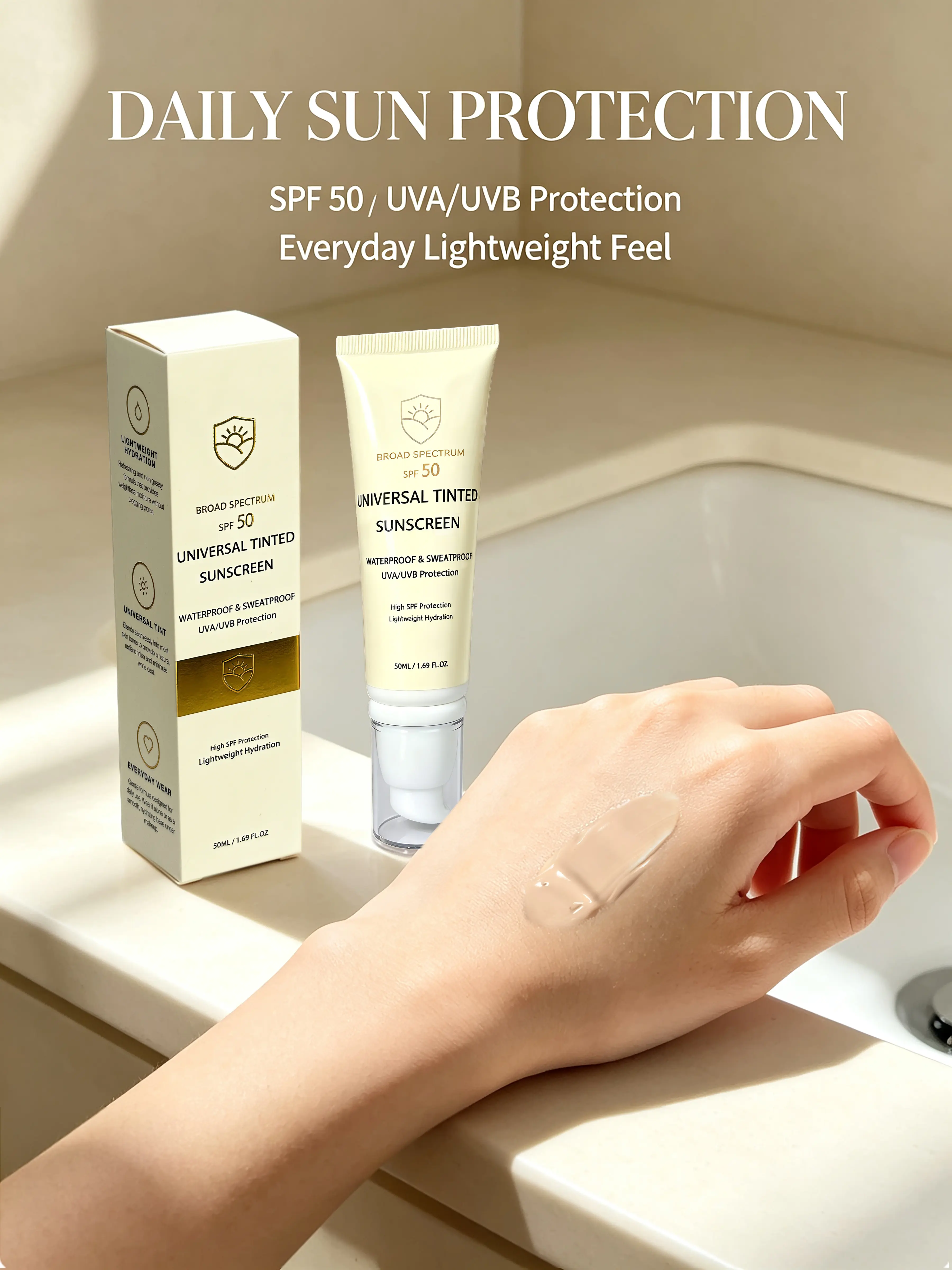 Universal Tinted Sunscreen SPF 50 | Broad Spectrum Face Sunscreen | No White Cast, Even Skin Tone Mineral Glowy backtoschool