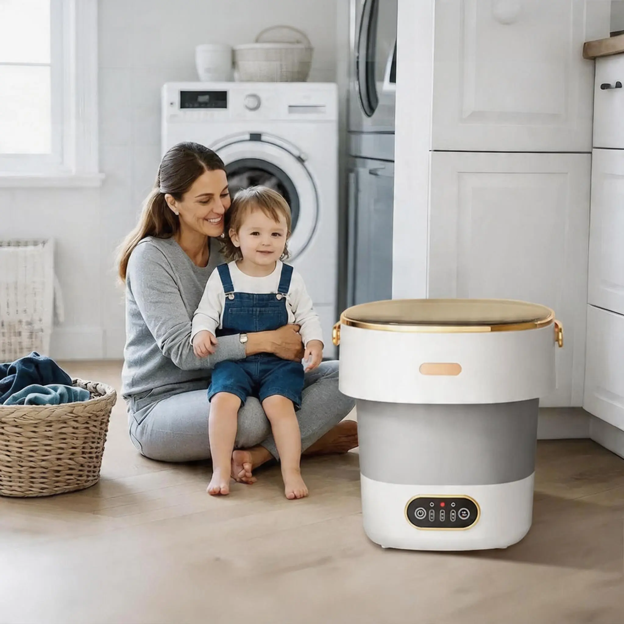 13L Portable Collapsible Mini Washing Machine with Spin Dryer, Compact Energy-Saving Laundry Washer for Underwear, Socks & Baby Clothes, Ideal for Apartment, Dorm, RV, Travel and Camping Use,dorm essentials,home essentials