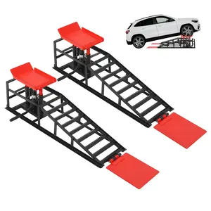 Garvee Upgraded Car Ramps, 2 Pack Hydraulic Heavy Duty Steel Lifting Ramps, 5 Ton/12000 Lbs Load Capacity, 9.8"-15" Adjustable Height, Low Profile Wide Deck, for Oil Changes and Vehicle Maintenance of Cars, SUVs, Trucks