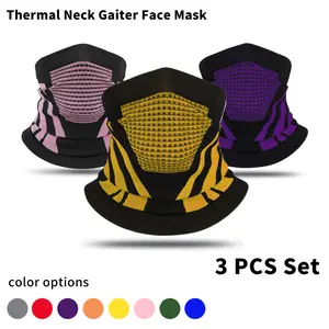 3-Pack Nylon Neck Gaiter for Adults, Thermal Camo Face Mask - Windproof, Breathable Neck Warmer for Winter Skiing & Cycling