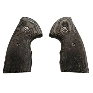 Colt Python Black Rosewood with Scrollwork and Scales Panels with Black COLT Medallion