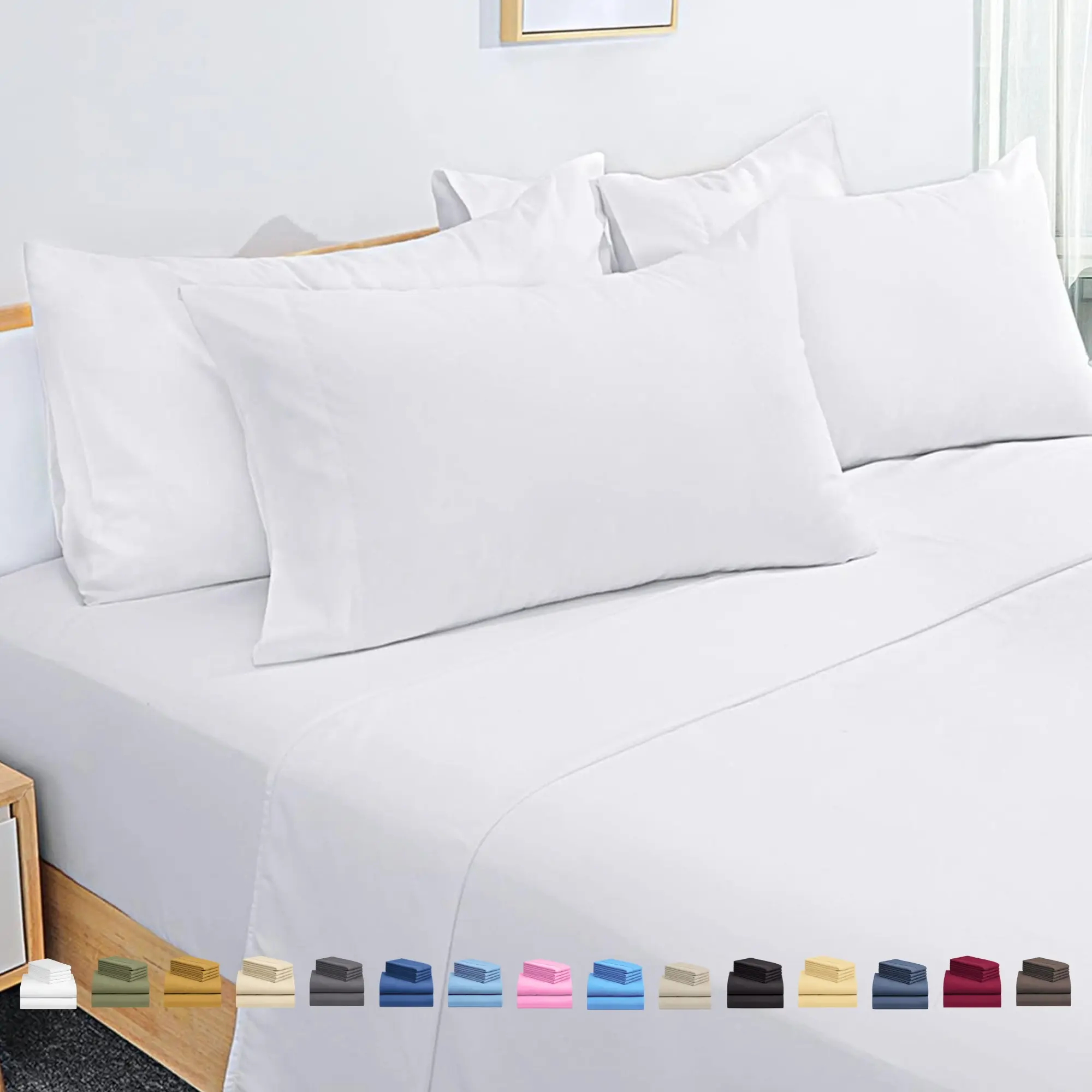 Microfiber Bedsheet Sets - Multi-Size (6-Piece Full/Queen/King, 3-Piece Twin) Deep Pocket Fitted & Flat Weave Bedding, Soft Breathable Sheet, Wrinkle Resistant, Durable, Fade Resistant, Easy-Care, Machine Washable for Year-Round Sleep, Hand Wash Only