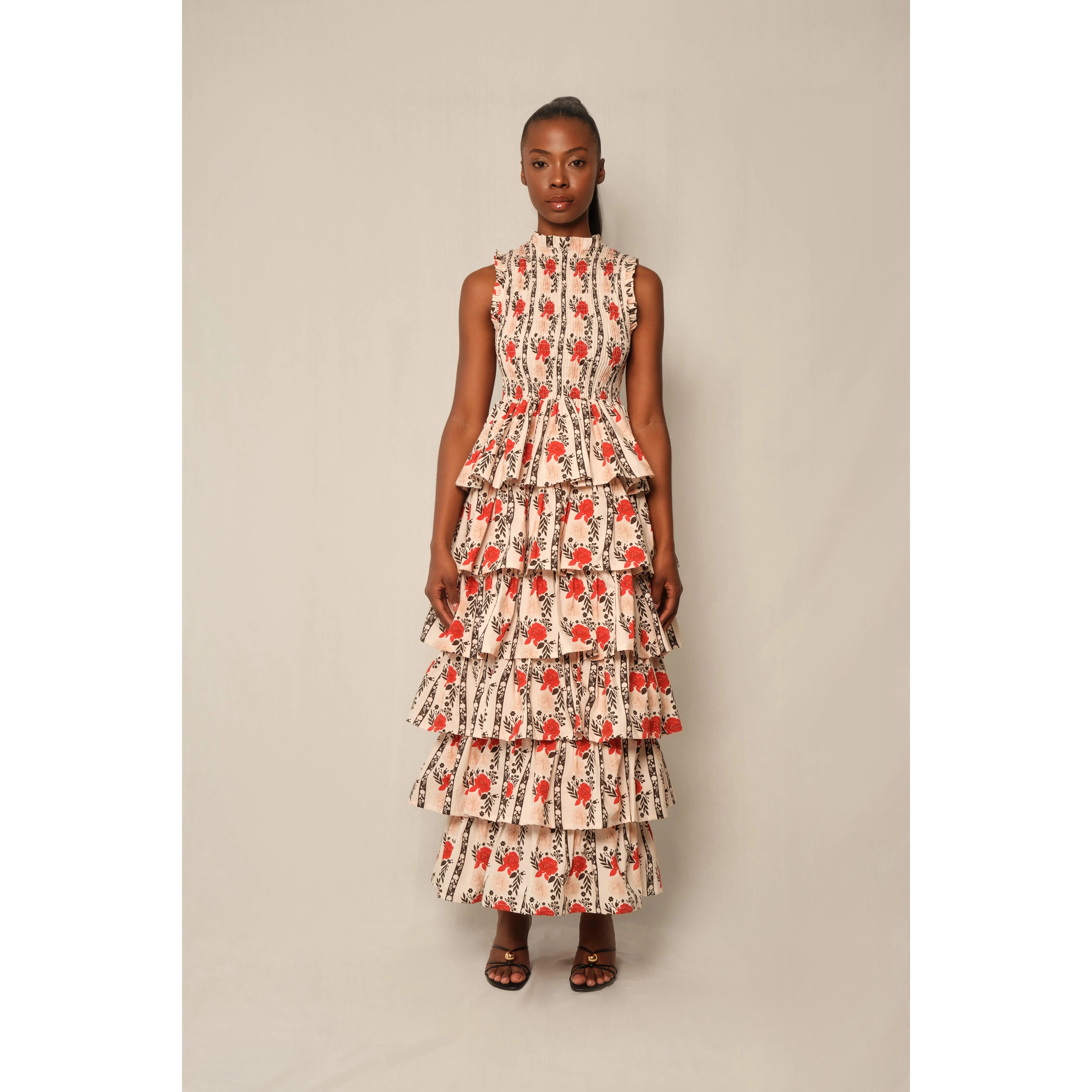 The Reign Dress - Beige Laced in Bloom