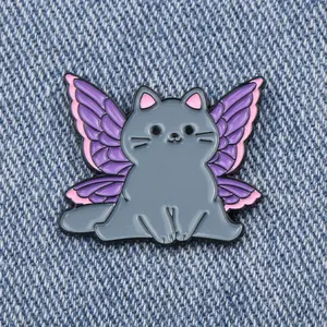 Cute butterfly wings kitten brooch cartoon animal badge schoolbag buckle clothing accessories