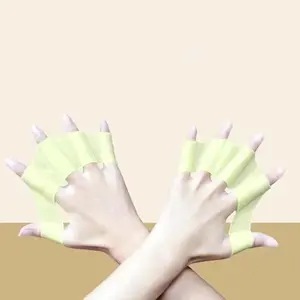 Silicone Swim Hand Paddles/Training Fins - Adjustable Webbed Gloves for Kids, Teens & Adults Swimming Training glass