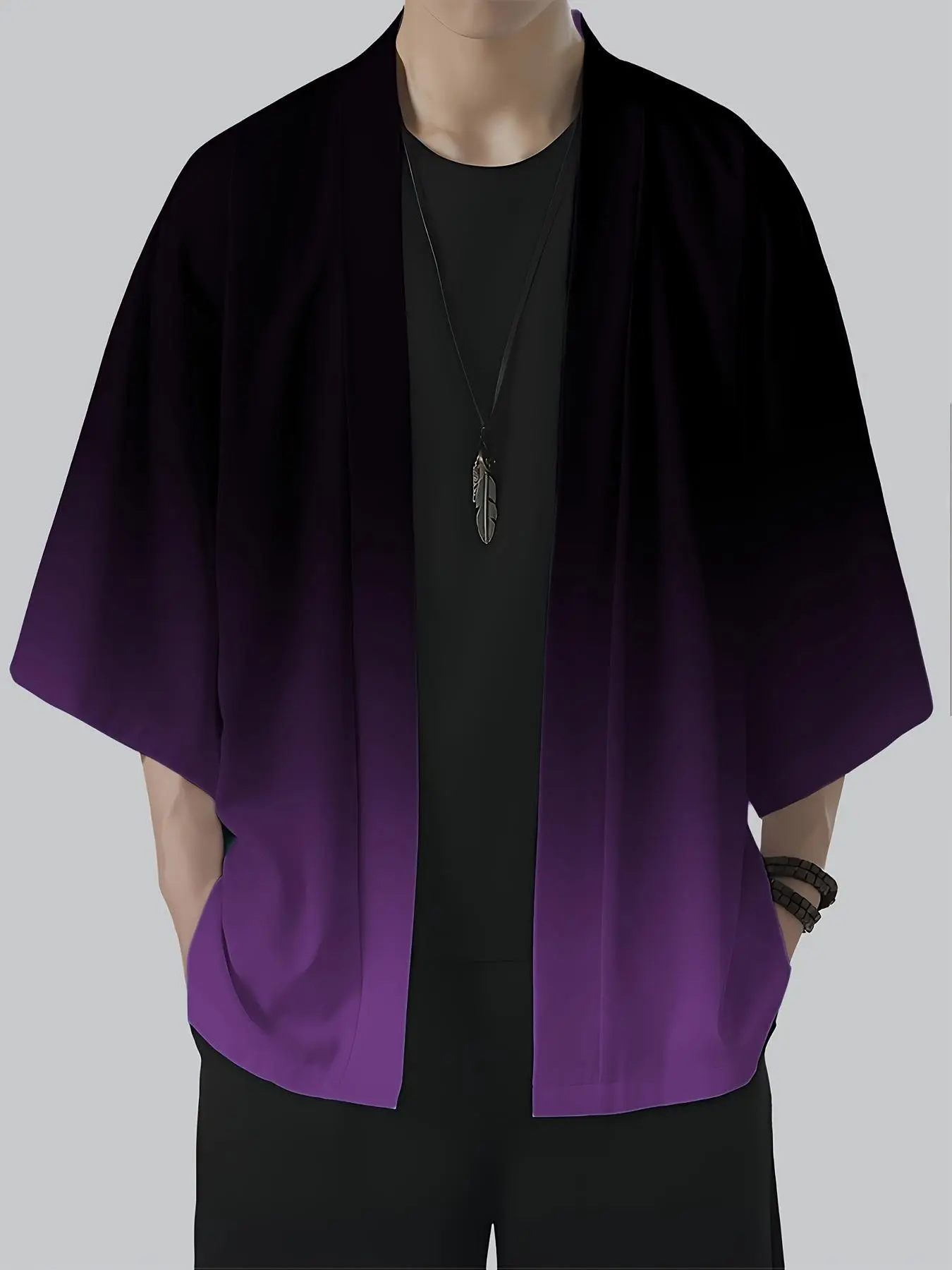 Gradient Kimono-Style Cardigan, Fresh Japanese-Inspired Loose Breathable Layer for Spring and Summer, Trendy Outdoor Casual Essential