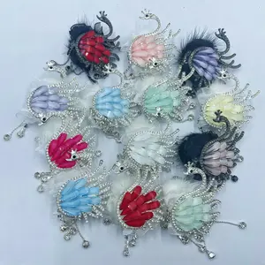 5 piece set of shiny fancy high-quality swan with crystal rhinestones Pendant and pompom - perfect for DIY jewelry, mobile phone pendants, beadable pens,accessories, keychains and handicrafts