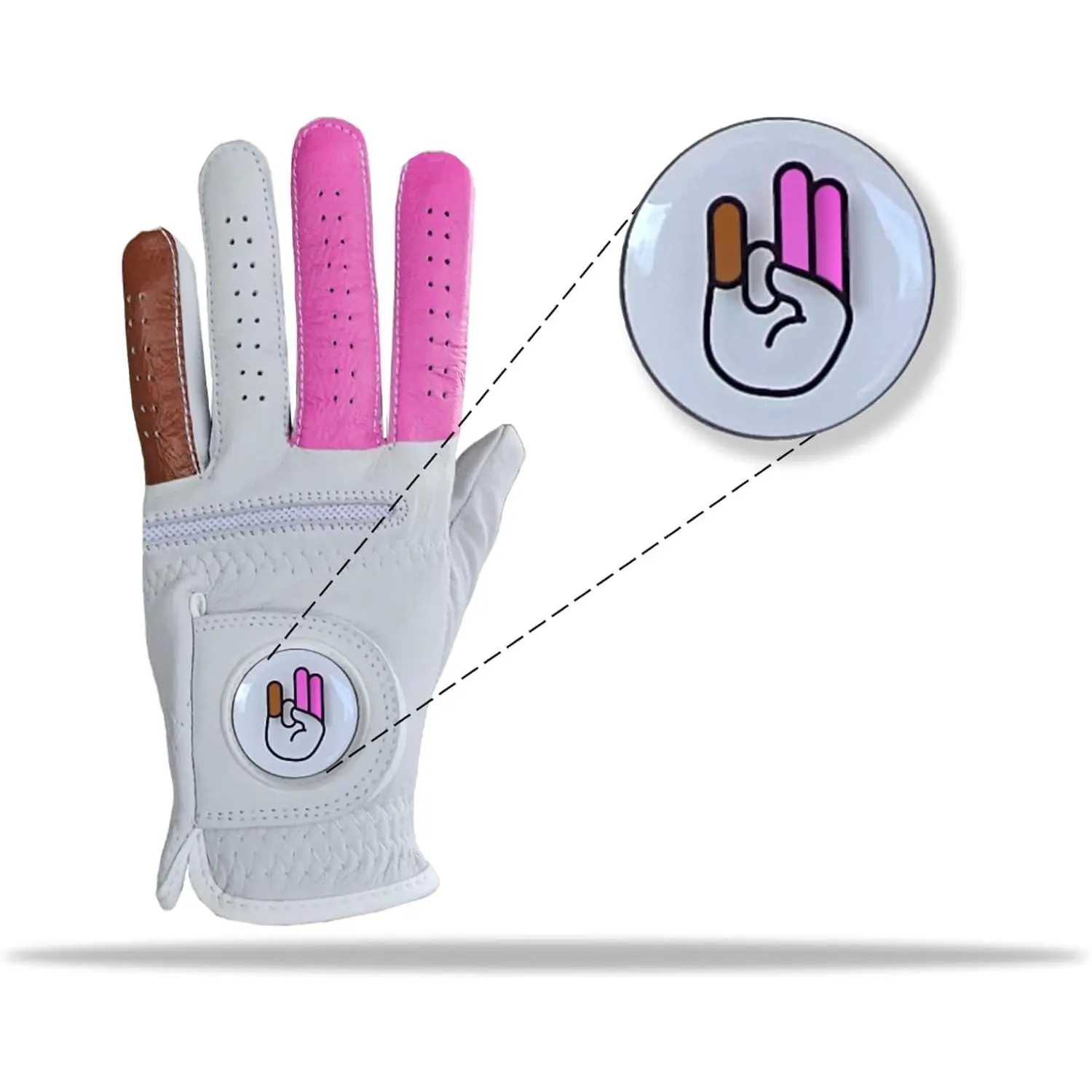 SUNDAY MIRTH Men's Funny Shocker Cabretta Leather Golf Glove - 100% Premium Material, Magnetic Ball Marker, Durable Grip, Multi-Size (S to XXL) for Adult Golfers (Left/Right Hand)