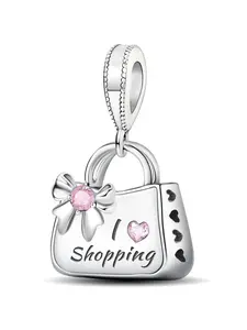 Fashion Shopping Bag Design Pendant, Fashionable Pendant for Women & Girls, Trendy All-match & Exquisite DIY Jewelry for Birthday Gift, Heart Design Charm, Charm Accessory, All Seasons Jewelry