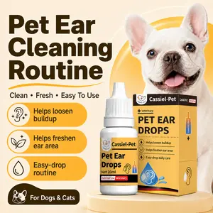 Cassiel Pet Ear Drops for Dogs & Cats, Gentle Pet Ear Cleaner Drops, Daily Dog & Cat Ear Care, Helps Loosen Ear Wax Buildup, Freshens Ear Area, Easy-Drop Cleaning Routine, 20ml