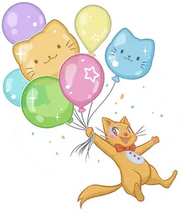 Orange Cat Balloon 3" Vinyl Sticker