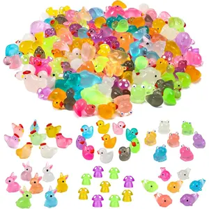 135 count Luminous Mini  Ducks  Glow in The Dark Duck/ Chickens/ / Frogs /Dolphin /Mushroom/ 6 Combination Sets  Miniature  for  Landscape Dollhouse Garden Decoration