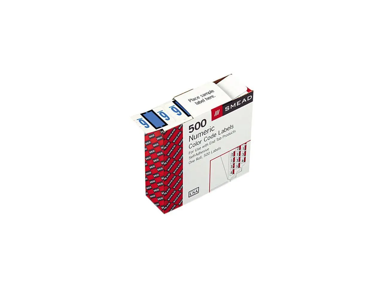 Smead 67376 Single Digit End Tab Labels, Number 6, Blue-on-White, 500/Roll