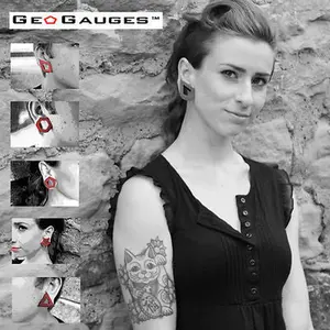 5 Pair Set of GeoGauges Brand Silicone Tunnels Ear Plugs Gauges Body Jewelry