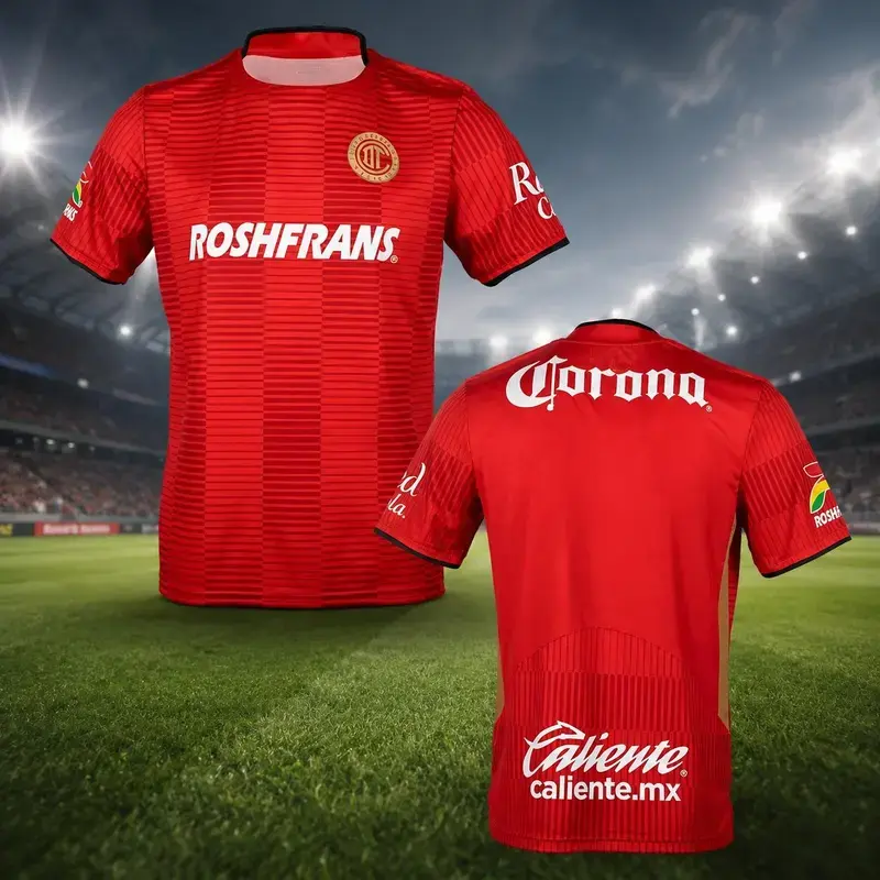 Toluca FC Red Soccer Jersey 2025/26, Liga MX Football Fan Shirt, Short Sleeve Athletic Jersey for Men & Women