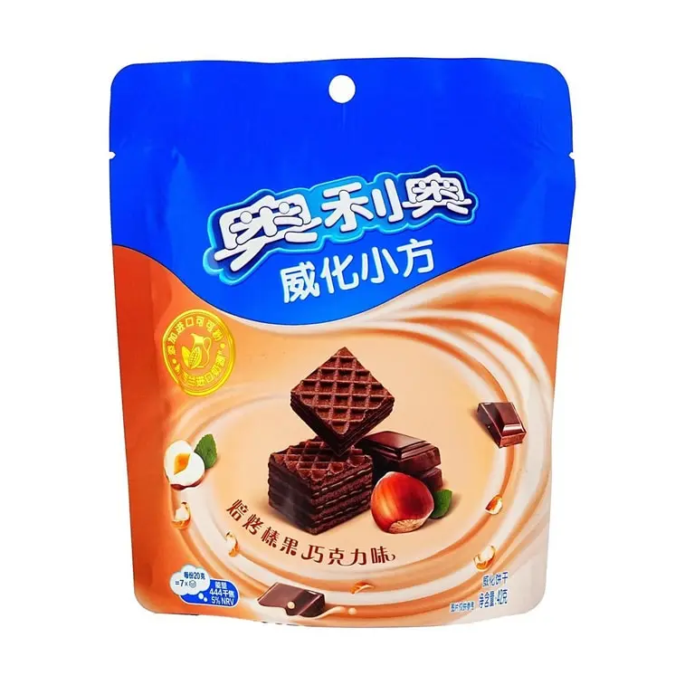 Oreo Hazelnut Chocolate Flavor Wafer Cubes Biscuits, 42g Crunchy Small Bites Snack Vault, Light-Crispy Wafers with Rich Hazelnut Chocolate Cream, Room Temp Treat for All Ages