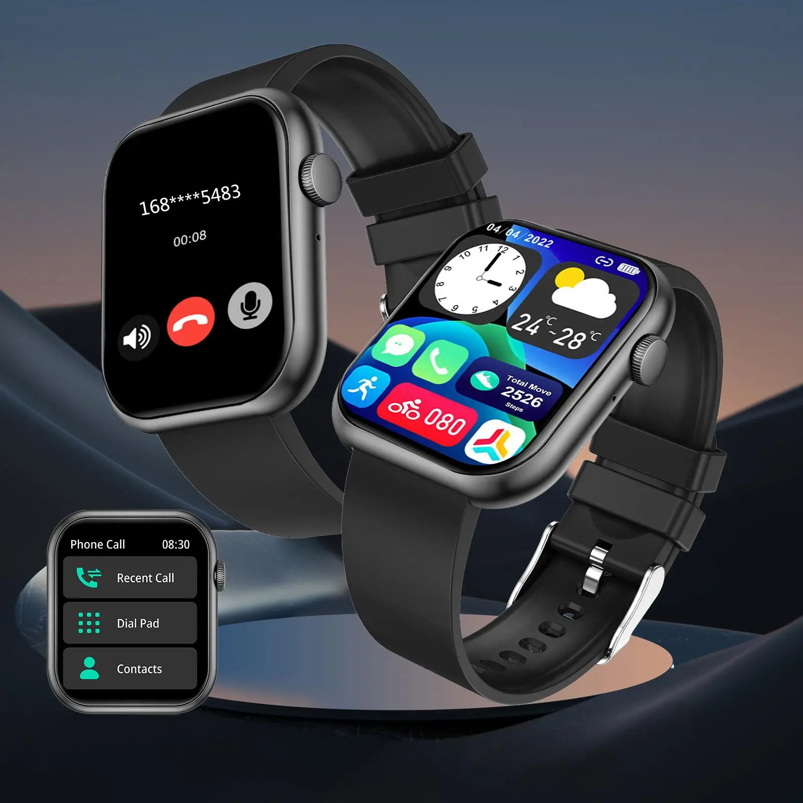 Smart Watch with Wireless Calling/Dial, Multiple Sport Mode Wristwatch with BT Calling, Reminder and Custom Wallpaper, Smart & Wearable Devices for iP