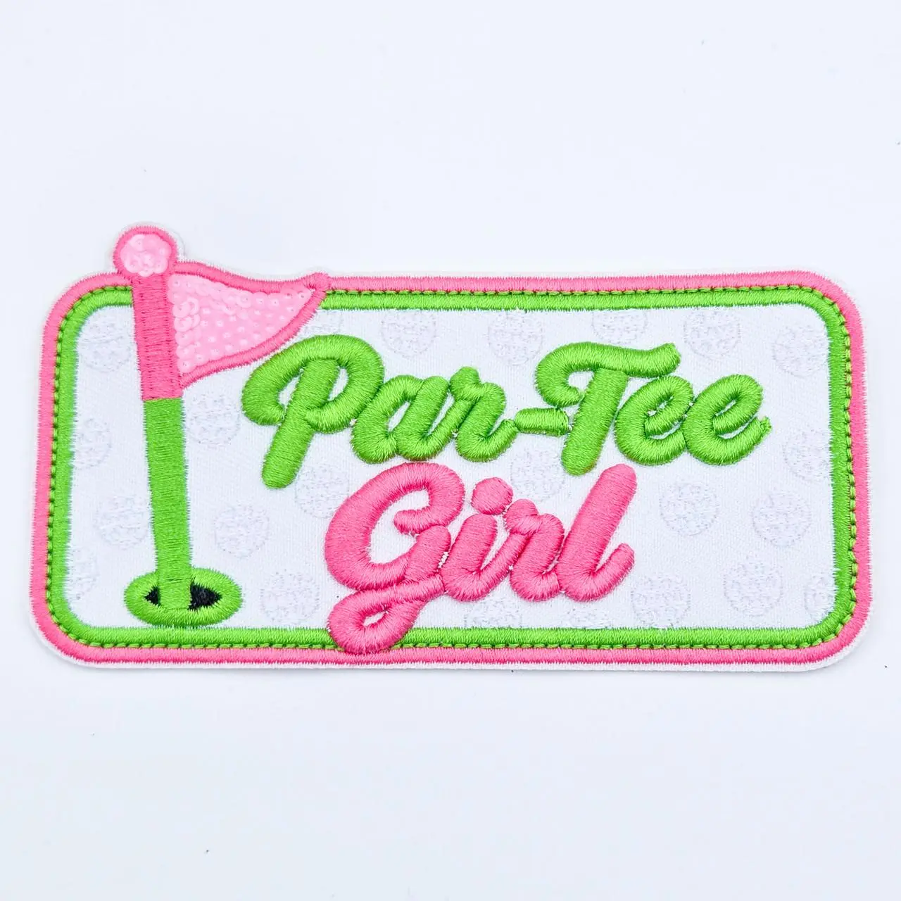 Par-Tee Girl Oversized Embroidered Hat Patch – 5" Wide Puff & Sequin Design