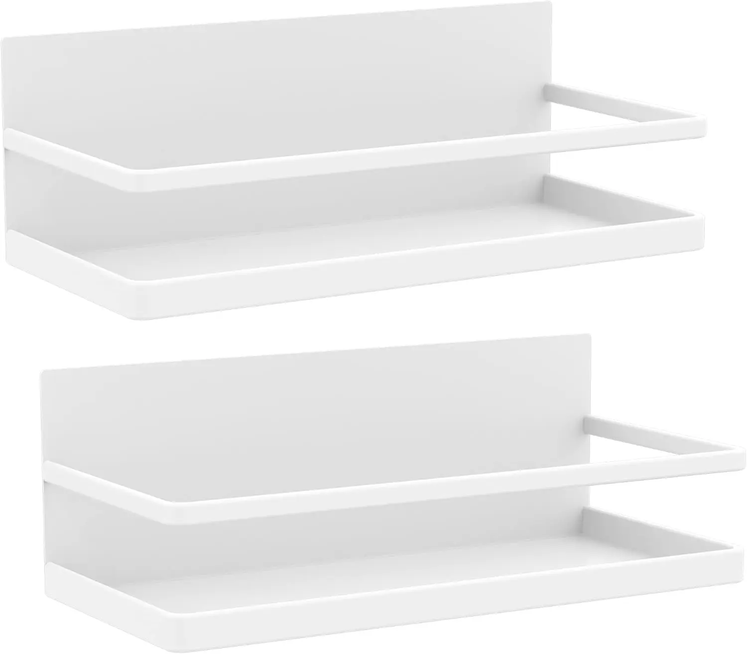 Rack Organizer Single Tier Refrigerator  Storage Shelf, Easy to Install The Side of The Refrigerator Can Hold spices, Jar of Olive Oil (White, 2 PACK)