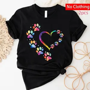 Heart and Paw Heat Transfer Patch Transfer Patch, Mixed Color Polyester Applique, Suitable for DIY T-shirt, Jeans, Backpack-Washable, Heat Transfer, Pattern