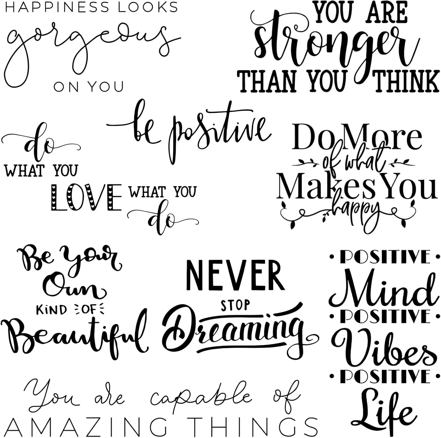 9 Pcs Inspirational Saying Vinyl Wall Stickers - Large Removable Quote Stickers for Home, Office, School and Dorm