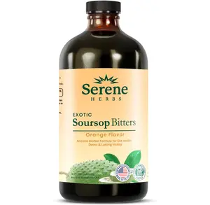 Serene Herbs Soursop Bitters Liquid – Organic Herbal Sour SOP Guanabana with Black Seed, Moringa, Irish Moss & Ginger – Gut Support, Energy & Immune Boost