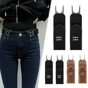 Buckleless Belt Hook, Tactical Metal Hook Elastic Belt - Unisex Buckle-Less Invisible Waist Belt for Work, EDC, Outdoor Adventures, Soft Adjustable Side, 2PCS Gift for Men & Women, Perfect Valentine's Day Gift Elastic Belt (Unisex)surprise gift