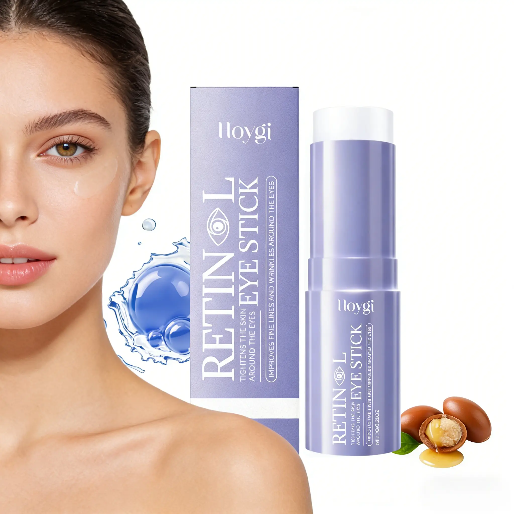 Retinol Eye Cream Stick (7g) - Shea & Olive Oil Infused, Water-Rich Mild Non-Irritating Hydrating Formula for Anti-Sagging, Firming, Moist Treatments to Nourish, Refine Delicate Area for Smoother, Brighter Skin, Travel-Friendly Daily Skincare, Anti-Saggin