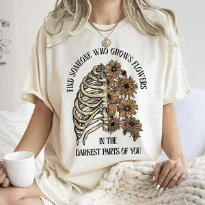 Find Someone Who Grows Flowers, Skeleton, Cowgirl, Tshirt, Women's Crew Neck, Crewneck