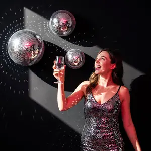 3 Pack Disco Ball Mirror Reflective Glass Half Sphere Wall Hanging Decor 3D Half-Disco Ball Reflective Mirror Wall Art Self-Adhesive Aesthetic 70s 80s Sparkling Funky Party Decorations for Home Bedroom Birthday, DIY Craft Material