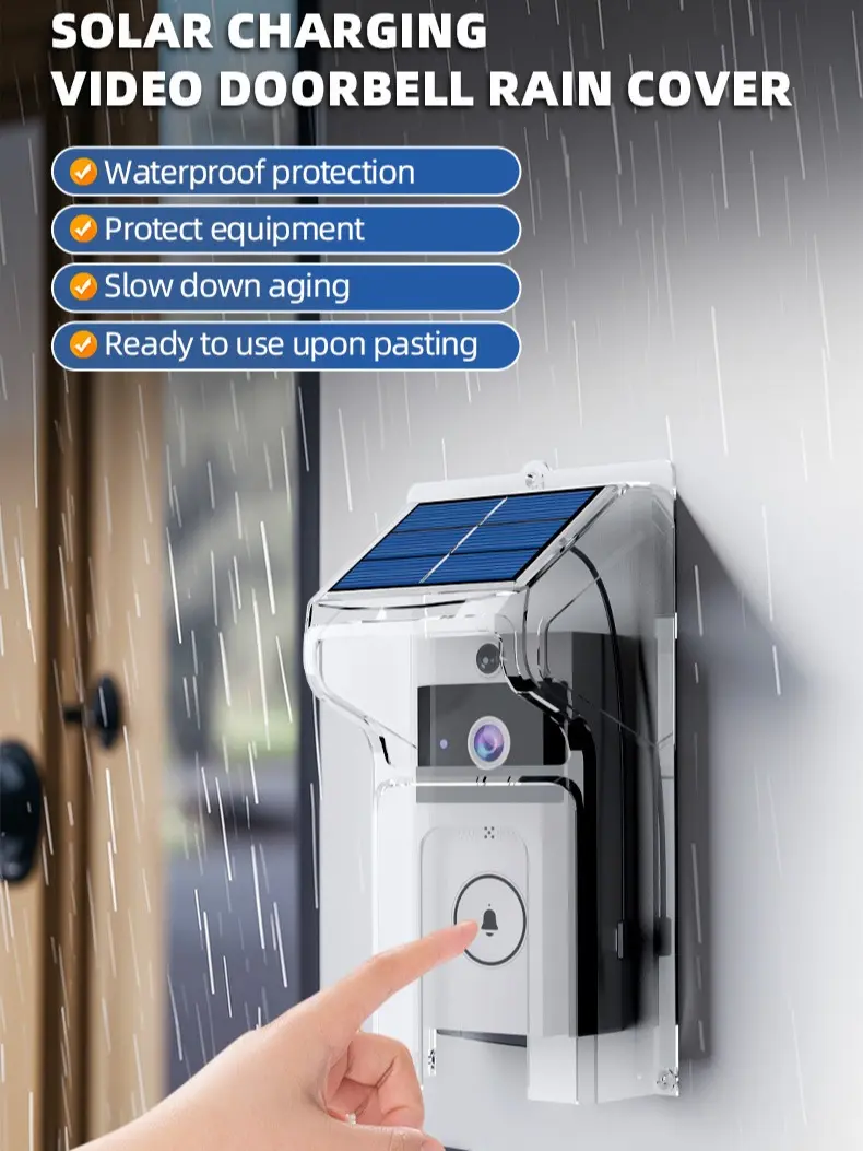 Video Doorbell Camera - HD Wireless Outdoor Home Security Camera, Solar-Powered, Rainproof, Smart Voice Changer Intercom, Cordless Household Appliance Accessory
