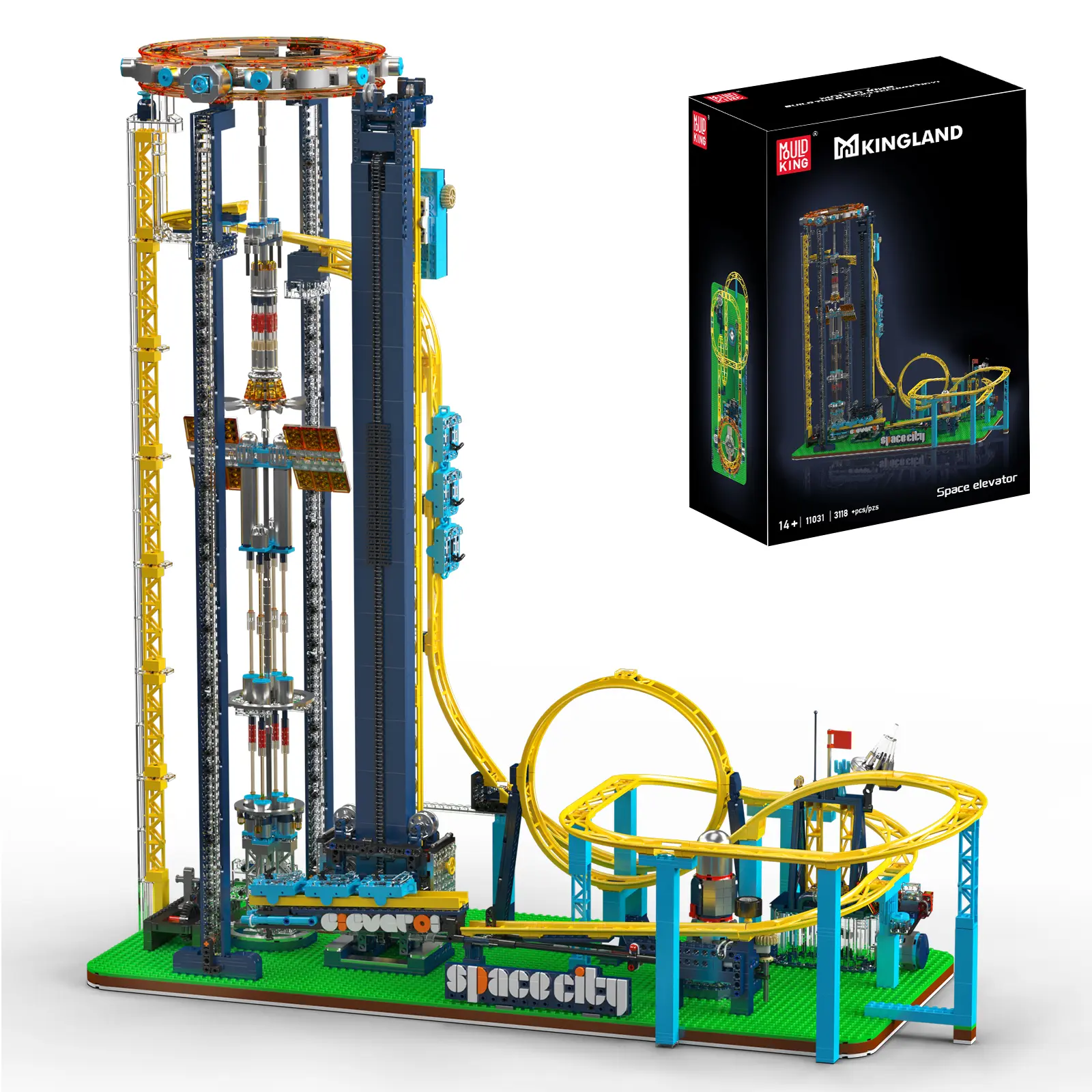 Mould King 11031 Plastic Building Blocks Set - Electric Space Elevator Roller Coaster Park Toy, Bricks & Parts for Imaginative Play