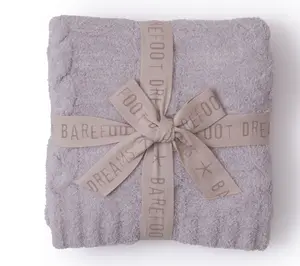 Barefoot Dreams CozyChic Braided Cable Receiving Blanket 30x30