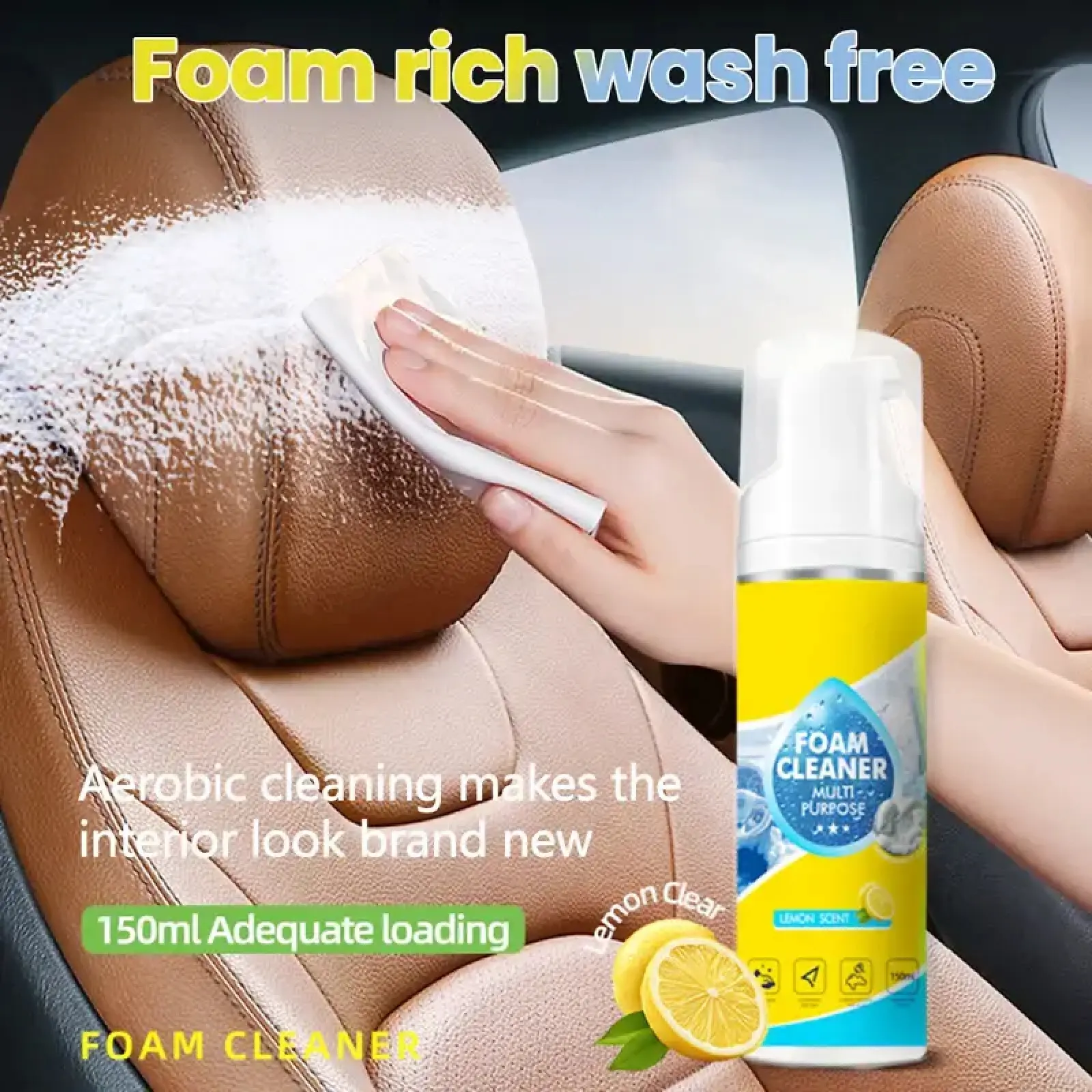 4-in-1 Multi Enzyme Foam Cleaner, Heavy-Duty All-Purpose Stain Remover for Kitchen, Car Interior, Vinyl Surfaces