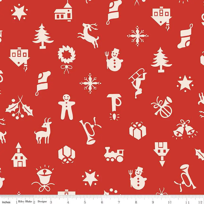 Fabric Riley Blake Schoolhouse Christmas Home Town Holiday 108" Wide Back by the Quarter Yard WB14929-SCHOOL