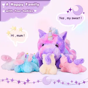 IKASA Mommy Unicorn Toys for Girls Age 4-6?Mom and Baby Stuffed Animal Plush Toy,Small Family Set Toy with Little Babies,Gifts for Kid (Unicorn,18")