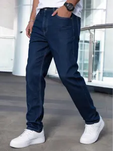 Men's Baggy Straight Leg Jeans, Mid Rise Comfort Casual Denim Pants, Breathable Soft Stretch Fashion Business Versatile