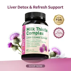 VORDLIFE Milk Thistle Liver Detox & Colon Cleanse, Natural Liver Health Support with Dandelion & Turmeric | Antioxidant & Metabolism Support with Zinc & Selenium | 60 Tablets, 30-Day Supply Herbal Energy Supplement Herbal Wellness Blend